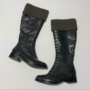 Cole Haan Whitley Leather Knit-cuff Knee-high Boot